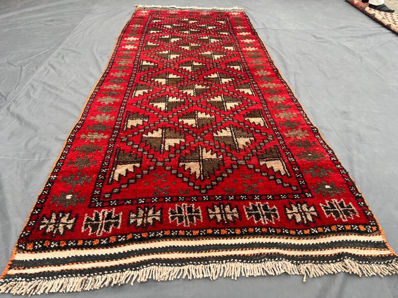 3'8x9'4 ft Antique Afghan Baluchi Rare Rug Moroccan Style Fine Runner Rug gallery