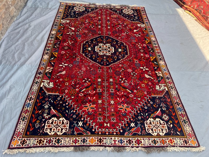 RED BLUE VINTAGE RUG 4x7 ANTIQUE HAND-KNOTTED traditional handmade oriental 5x7 gallery