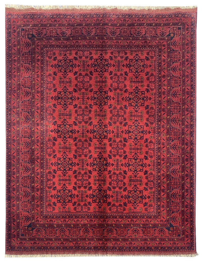 Fine Quality Hand Knotted Afghan Khal Muhammadi Wool Area Rug 8 x 6 Ft
