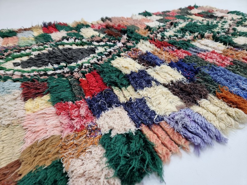 Moroccan Handmade Vintage Rug 2'8x4'6 Berber Geometric Green Cotton Area Carpet. gallery