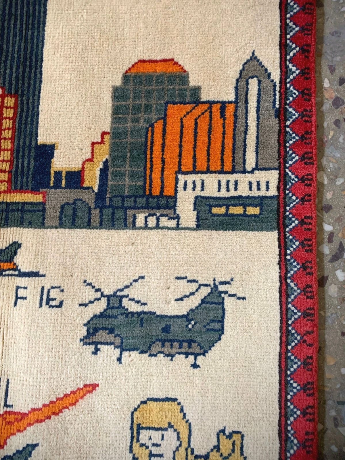 9/11 Handmade Afghan amazing war rug Great Quality Beauiful design Size 1 Meter gallery