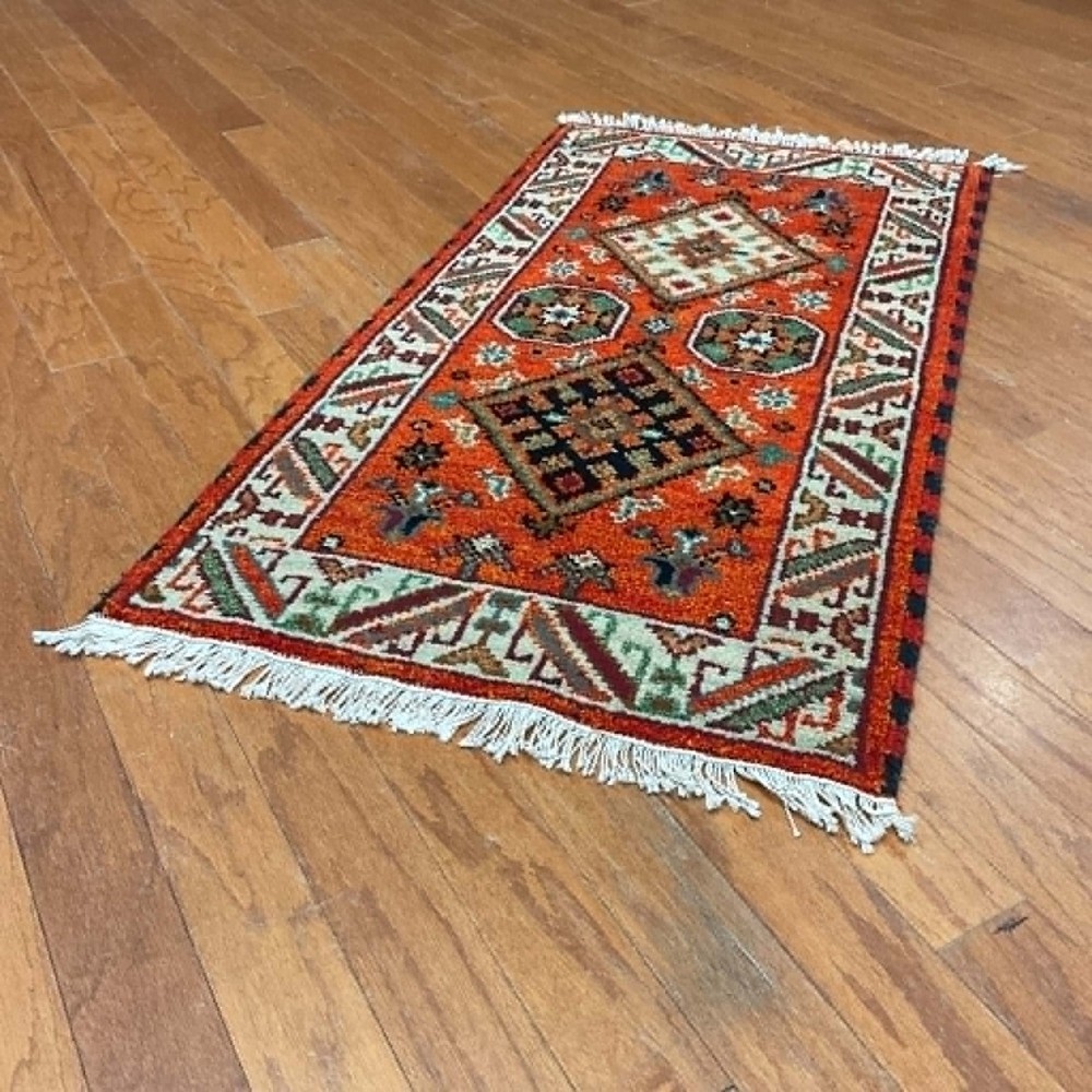 Handmade Indo Kazak Wool Rug 2' X 3'