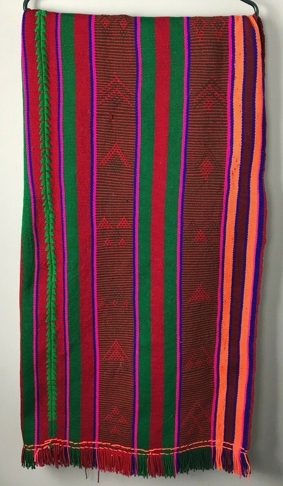 Woven Bright Ethnic Colorful Saddle Blanket Rug or Wall Hanging - Estate Item