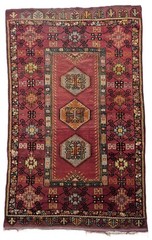 Antique Turkish Rug 80yo 46″x73″ Hand-Woven Rare Tribal Rug Vintage Home Decor