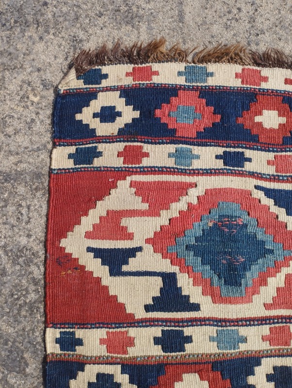 Vintage Handmade Turkish Anatolian Geometric Wool Kilim Rug 49x48 cm gallery
