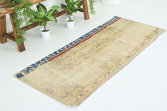 Turkish Small Runner Rug 2×5 Hand-Knotted Vintage Oushak Oriental Rug Carpet,746