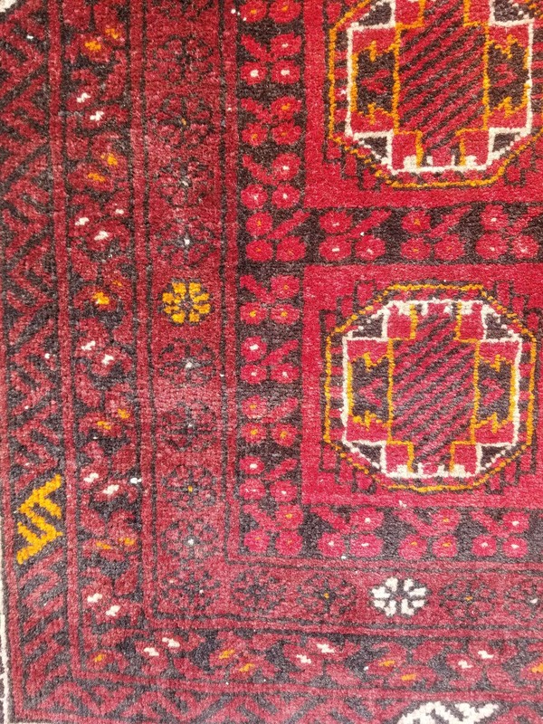 Vintage Distressed Hand Made Traditional Oriental Wool Maroon Rug 9.3x2.9ft gallery