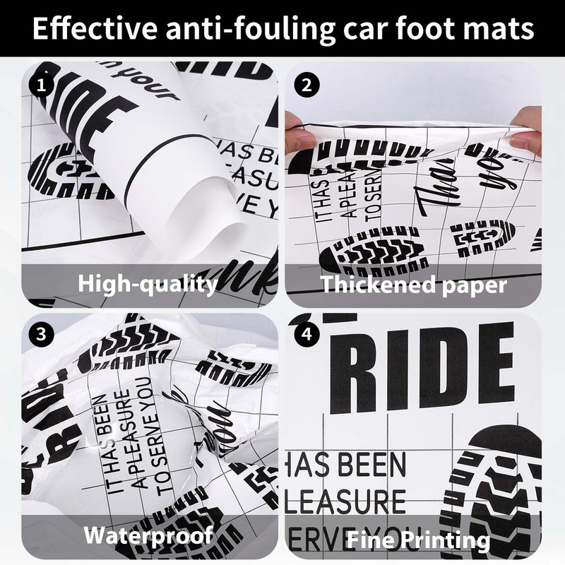 100Pcs Disposable White Kraft Paper Car Floor Mats 20"x16" Waterproof Auto Foot gallery