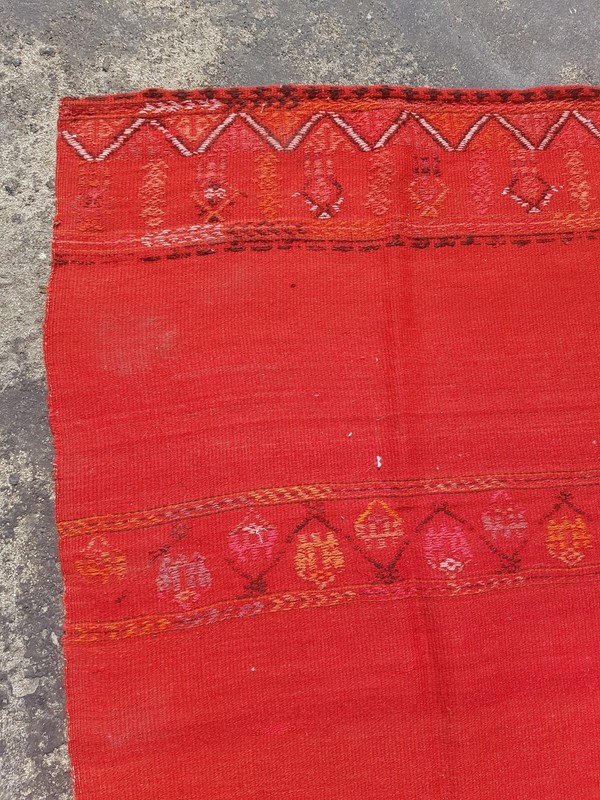 Vintage Handmade Traditional Beautiful Moroccan Kilim Floor Rug Carpet 195x67 cm gallery