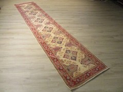 13′ FEET RUNNER Afghan-Refugee Vegetable-Dye Handmade-knotted Wool Rug 586308