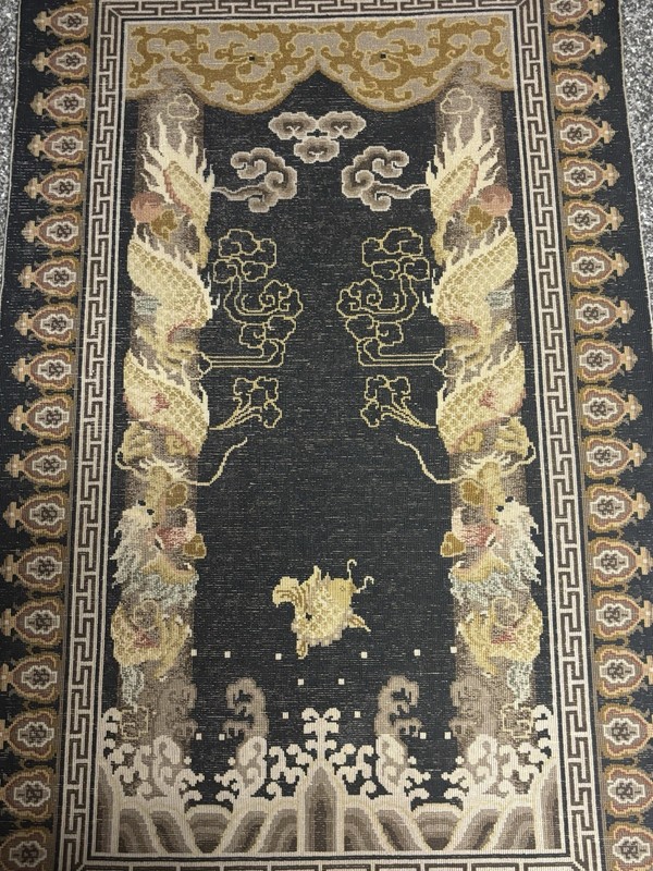 Vintage Chinese Hand Knotted Tibetan Pillar Dragon Rug Wool Area Runner 3x5 Feet gallery
