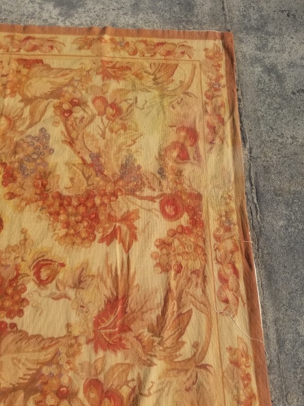 Vintage Handmade French Floral Needlepoint Wool Rug 258x166 cm gallery