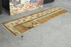 2×7 runner rug, handmade vintage turkish rug runner, small oushak rug,710