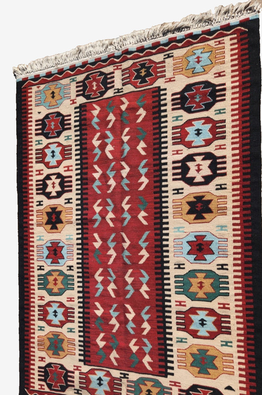 46"x71"CAUCASIAN KAZAK TRIBAL KELIM RUG REVERSIBLE HAND-KNOTTED VINTAGE WOOL gallery