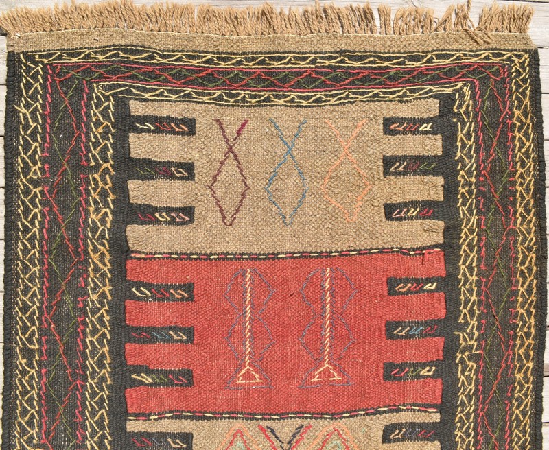 Turkish Rug 3x5 Handwoven East Anatolian Vintage Cicim Natural Kilim 100x165cm gallery