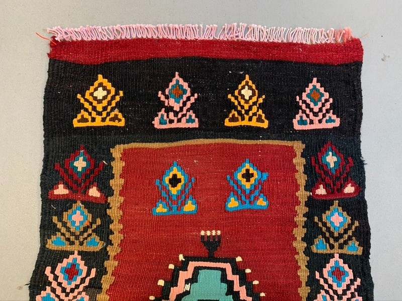 Vintage Turkish Mini Kilim 99x55 cm Wool Small Kelim Runner, shabby Chic gallery