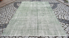 Vintage Turkish Rug 76” x 122” Muted Dye Oushak Rug Hand-knotted Wool Rug