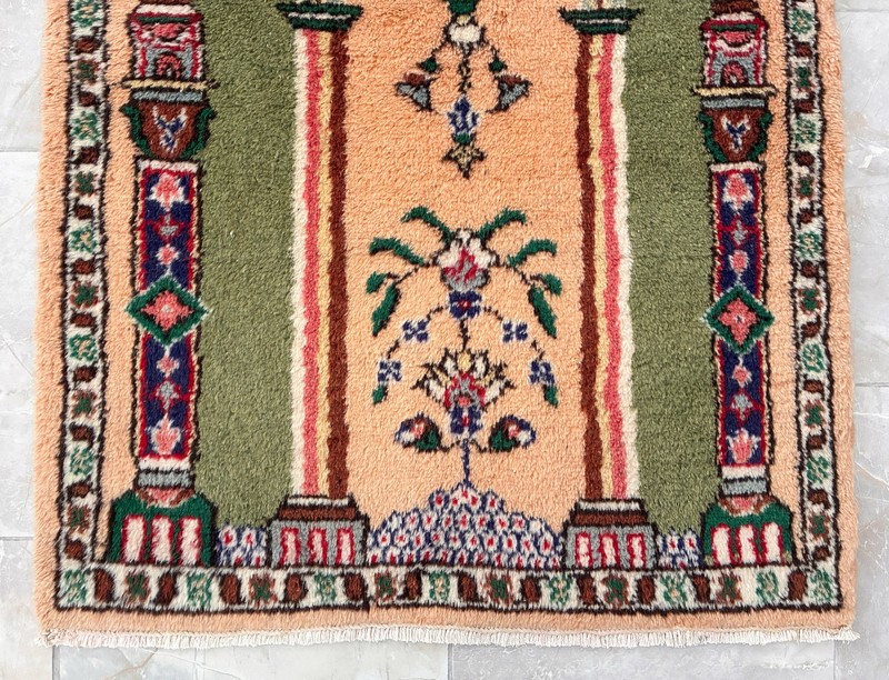 Vintage Turkish Rug Prayer Rug 2'9"x3'9" | Hand-Made Anatolian Wool Rug 1970s gallery
