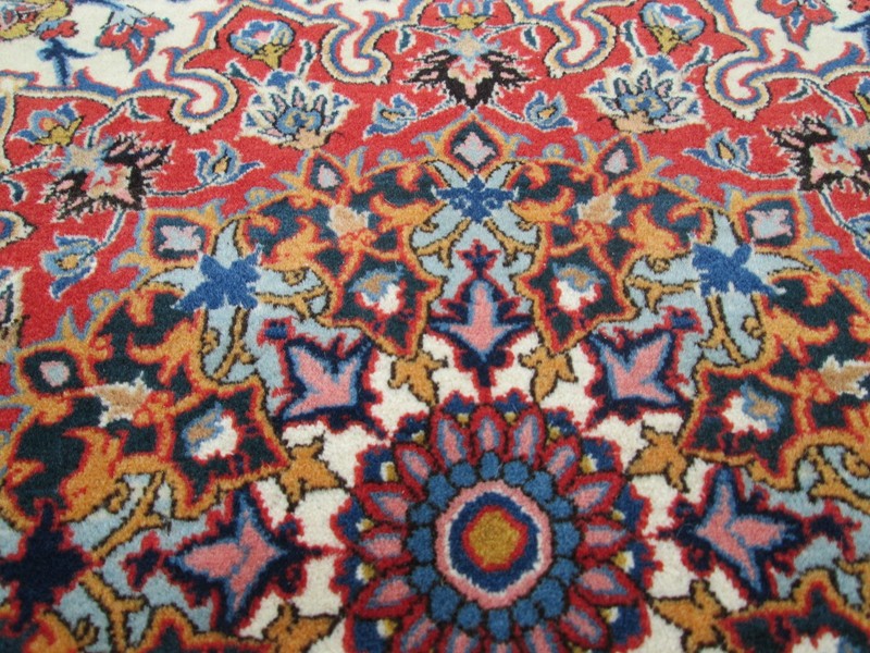 FINE WOOL & SILK ANTIQUE ORIENTAL RUG_4.9 x 7.4 CIRCA 1910 700 KPSI VERY BEST ! gallery