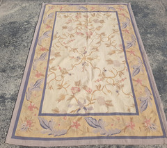 Vintage French Aubusson Needlepoint Floral Handmade Rug Wool Carpet 180×116 cm