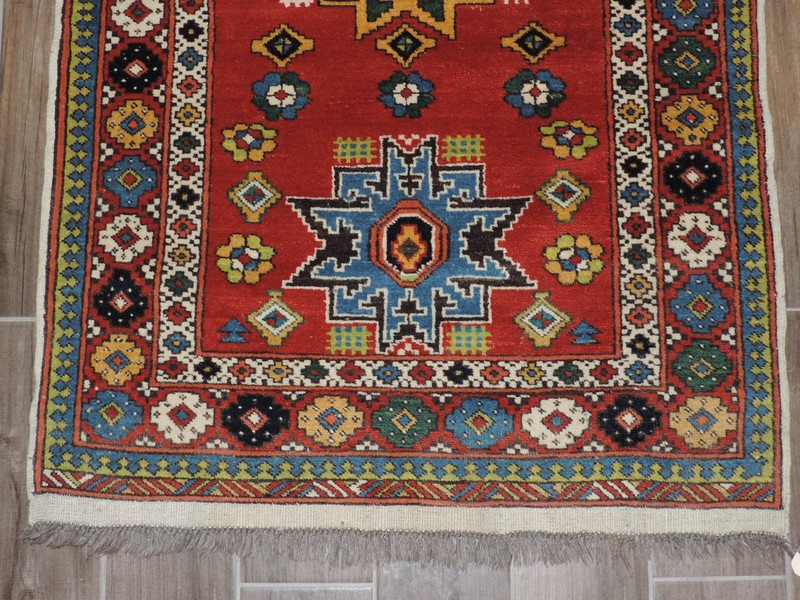 3x10ft. Vintage Caucasian Leski Star Wool Runner gallery