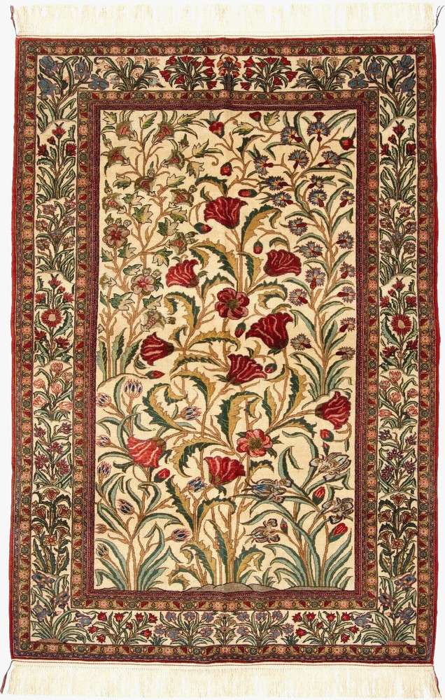 KOM SILK on WOOL Modern Design Circa : 1940 Size : 4' 7" x 6' 8"