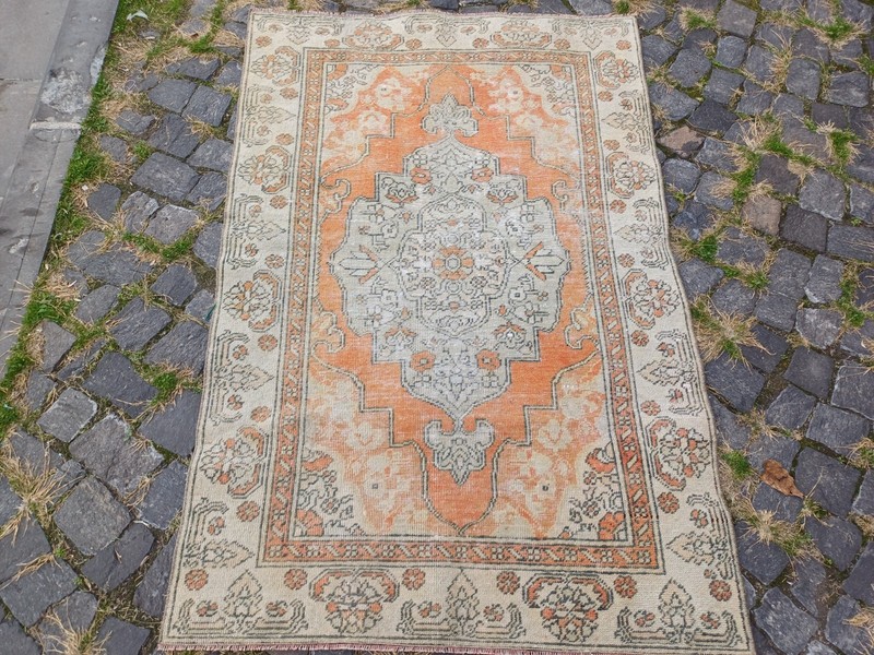 Very Old Kayseri Area Rug 3.31 x 5.12 ft , Handmade 3x5 Kitchen Rug 101 x 156 cm gallery
