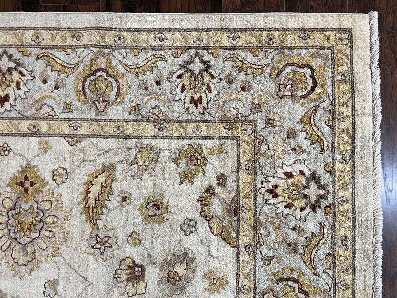 Peshawar Rug 8x10 Oushak Carpet Floral Handmade Farmhouse Rug Neutral Colors gallery