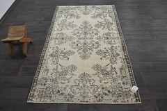 Oushak Turkish Vintage Rug 4×7 Kilim Rug Anatolian Handmade Boho Decor BEIGE