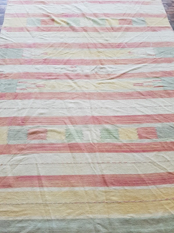 Vintage Handmade Turkish Stripped Wool Kilim Rug 234x160 cm gallery