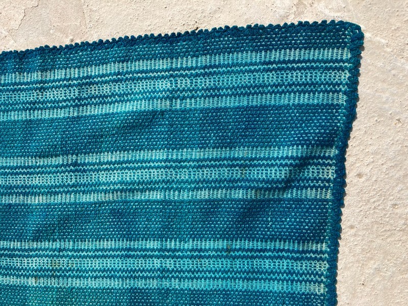 Vintage Handmade Geometric Striped Traeditional Wool Area Rug 201x155 cm gallery
