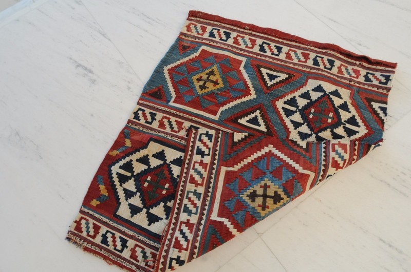 Terrific antique Mafrash Kilim, Shirvan, around 1900, 26,4 x 22 in / 67 x 56 cm gallery