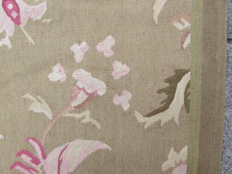 Vintage Hand Made French Design Wool Green Large Original Aubusson 366X264cm gallery