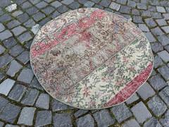 Round rug, Area rug, Vintage rug, Turkish rug, Bohemian rug 3,1 x 3,1 ft