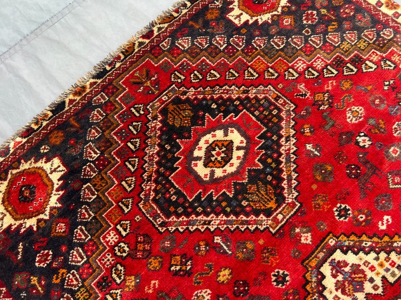4'x6' Ft Vintage Caucasian Hand Knotted Red Triple Geometric Wool Area Rug gallery