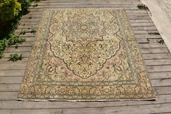 Turkish Rug 64”x55” Bunyan Carpet Vintage 165x140cm Floral Decor Rug 5×4