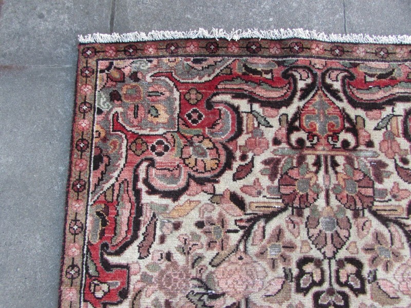 Shabby Chic Worn Vintage Hand Made Traditional White Wool Long Rug 288x120cm gallery
