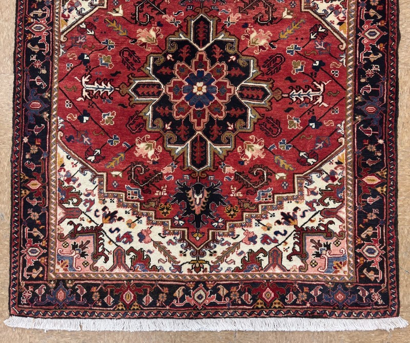 Vintage Heriz Tribal Hand Knotted Wool Oriental Rug 5x6 Geometric Red Area Boho gallery