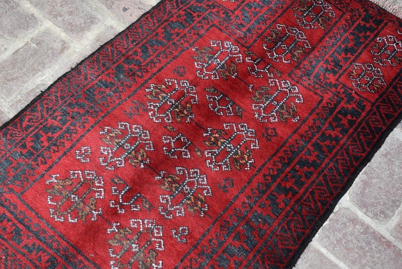 3x5 ft Vintage Hand Knotted Afghan Baluchi Wool Rug Red Oriental Antique Carpet gallery