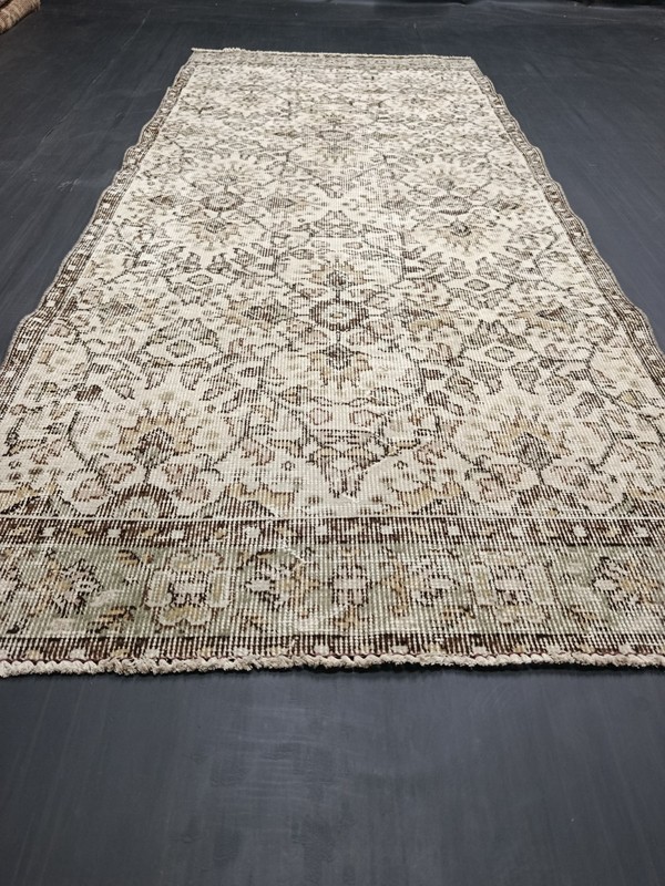 Beige Turkish Vintage Runner, 2.9x6.7ft, Antique Beige Brown Handmade Runner, gallery