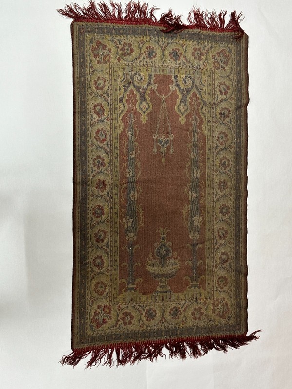 Antique Prayer Rug Anatolian Turkish Carpet Mihrab 25"x43" Vintage Red gallery