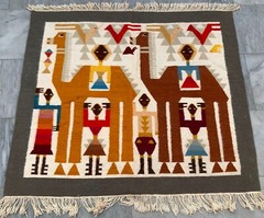 Vintage Turkish Handmade Flatweave Pictorial Kilim Area Rug 3×3 ft Free Ship