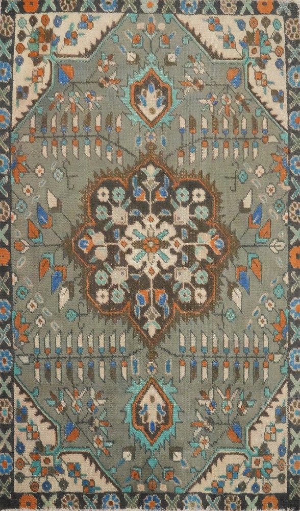 Vintage Wool Geometric Handmade Traditional Accent Rug 3x5 ft for Foyer