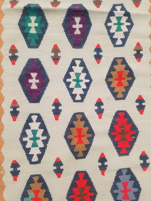 Vintage Traditional Handmade Turkish Wool Multicolor Kilim 5.11x3.1ft gallery