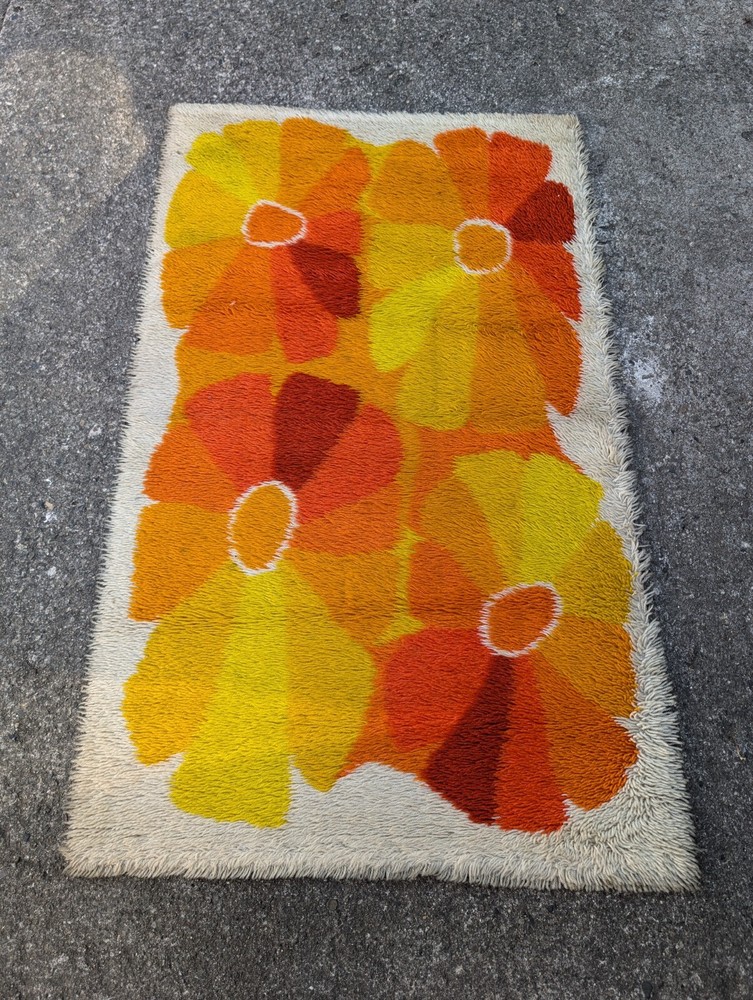 Vintage Carpet Rug Shag 150 X 90 70S Space Age Op Art Retro Bridge K43