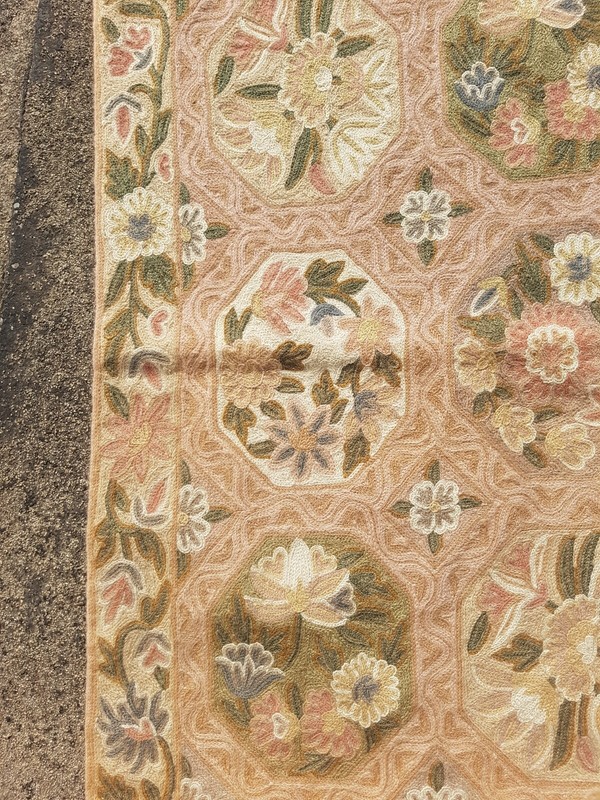 Vintage Hand Woven Traditional Kashmiri Floral Multicolor Kilim Rug 90x58 cm gallery
