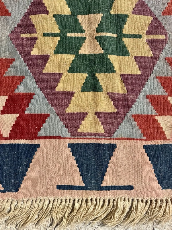 Gorgeous Folk Art Handmade Wool Kayseri Kilim Rug - 112 cm x 157 cm gallery