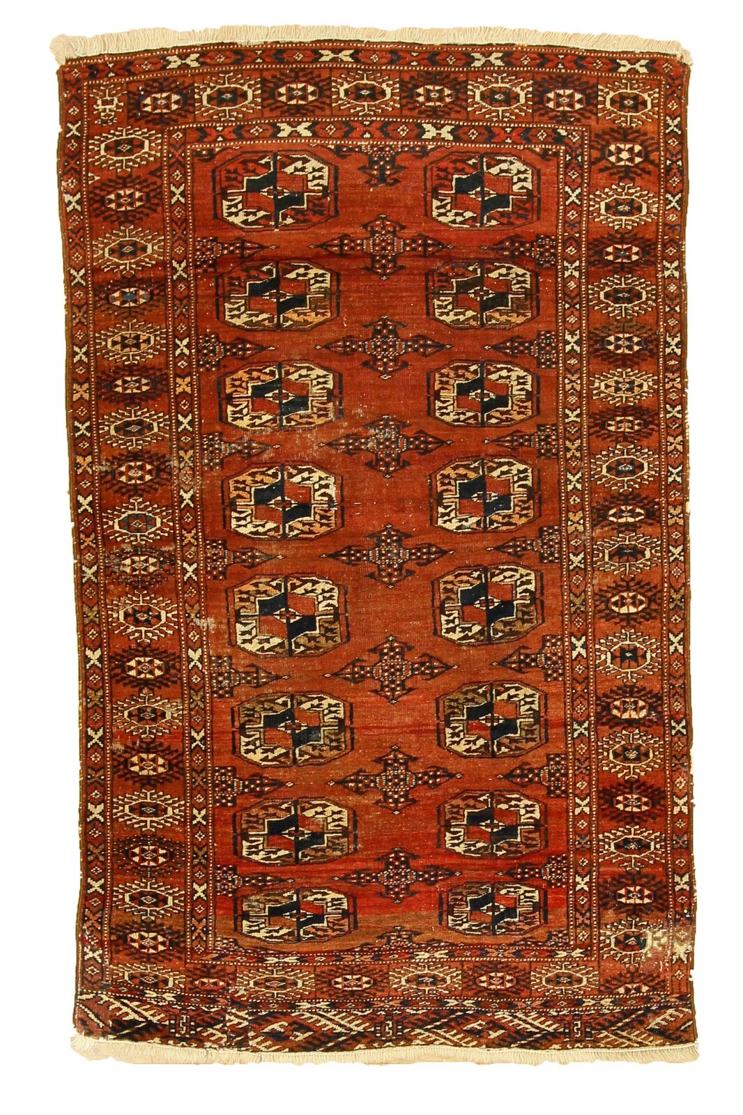 Antique Bukara | 3'7" x 6'0" Hand-Knotted Wool Area Rug | Great Condition | Red gallery