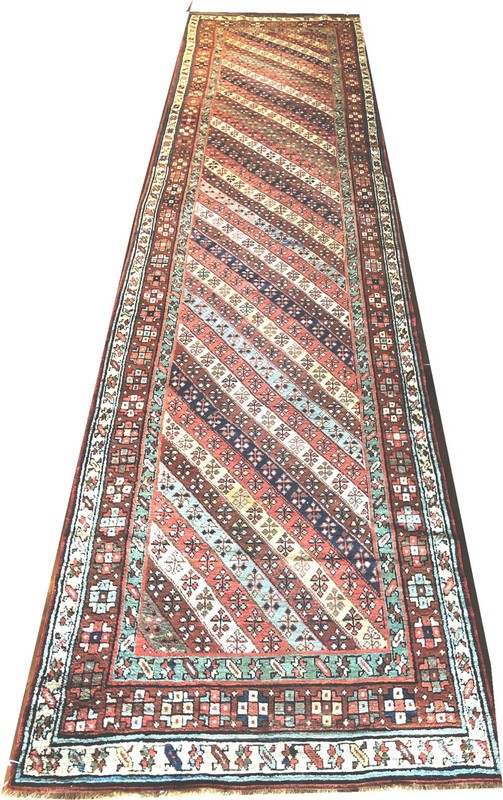 A Stunning Stripe Pattern 3' x 13' Caucasian Gendge Runner Rug gallery
