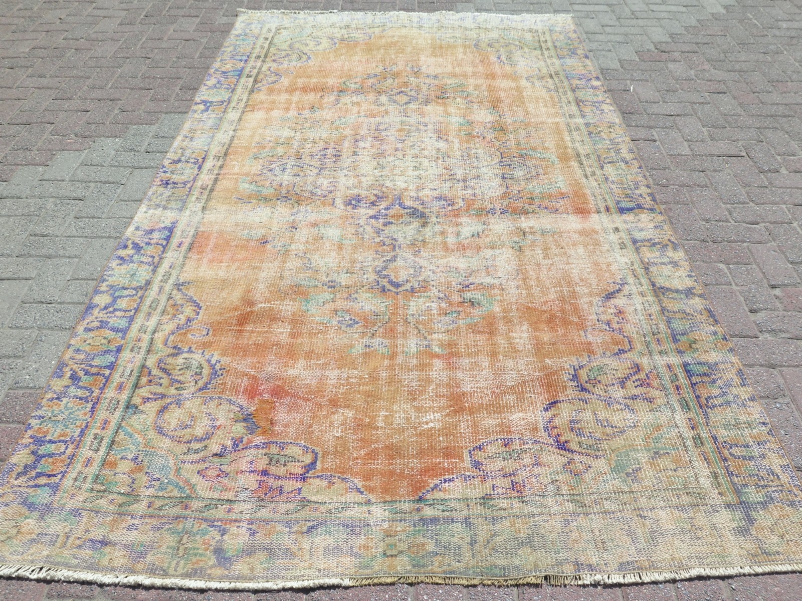 Vintage Rug, Anatolia Carpet, Distressed Rug, Floor Carpet Handmade Rug 69"x113" gallery